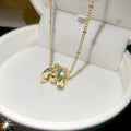 14K Gold Plated Copper Round Zircon Pendant Necklace Old Money Geometric Collarbone Chain view 2