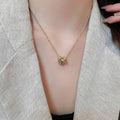 14K Gold Plated Copper Round Zircon Pendant Necklace Old Money Geometric Collarbone Chain view 1
