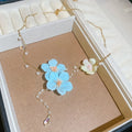 Summer Fairy Crystal Beaded Fabric Flower Faux Pearl Pastoral Choker Necklace view 4
