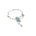Summer Fairy Crystal Beaded Fabric Flower Faux Pearl Pastoral Choker Necklace view 5