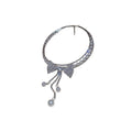 Sparkling Rhinestone Bow Tassel Faux Pearl Necklace Old Money Style Evening Choker For Women view 5