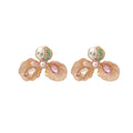 French Light Luxury Floral Crystal Rhinestone Resin Stud Earrings For Women Elegant Fairy Style view 5