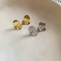 2026 New Metal Zircon Flower Stud Earrings With Silver Pins, Geometric Round Design Daily Jewelry view 4
