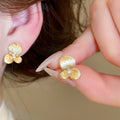 2026 New Metal Zircon Flower Stud Earrings With Silver Pins, Geometric Round Design Daily Jewelry view 3