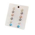 Minimalist Faux Pearl Stud Earrings Jewelry Set With Silver Pins And Geometric Round Design view 5