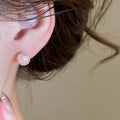 Minimalist Faux Pearl Stud Earrings Jewelry Set With Silver Pins And Geometric Round Design view 4