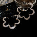 Korean Style Alloy Rhinestone Hollow Flower Stud Earrings With Silver Pins For Women view 2
