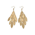 Light Luxury Vintage Iron Leaf Tassel Drop Earrings, European Style Metal Ear Hook Jewelry view 5