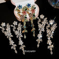 Monet Garden Rhinestone Flower Tassel Drop Earrings With Silver Posts, Copper Luxury Elegant Style view 4