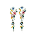Monet Garden Rhinestone Flower Tassel Drop Earrings With Silver Posts, Copper Luxury Elegant Style view 5