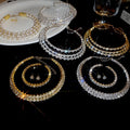 Old Money Rhinestone Triple Layer Pearl Necklace Bracelet Stud Earrings Jewelry Set In Iron view 4