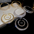 Old Money Rhinestone Triple Layer Pearl Necklace Bracelet Stud Earrings Jewelry Set In Iron view 2