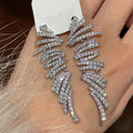 18K Gold Plated Copper Zircon Geometric Tassel Drop Earrings Elegant Light Luxury Jewelry view 1