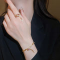 2026 Luxe Copper Snake Bone Bracelet Ring Jewelry Set With Designer Animal Style view 2