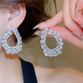 French Elegant Zircon Geometric Water Drop Copper Stud Earrings Light Luxury Jewelry view 2