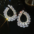 French Elegant Zircon Geometric Water Drop Copper Stud Earrings Light Luxury Jewelry view 3