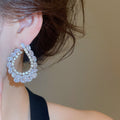 French Elegant Zircon Geometric Water Drop Copper Stud Earrings Light Luxury Jewelry view 4