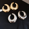 Polished Iron U Shape Hollow Oval Stud Earrings For Women, Minimalist Modern Light Luxury Jewelry view 4