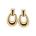 Polished Iron U Shape Hollow Oval Stud Earrings For Women, Minimalist Modern Light Luxury Jewelry view 5
