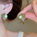 Copper Zircon Flower Waterdrop Stud Earrings Fresh Sweet Spring Summer Forest Style Jewelry view 4
