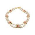 French Vintage Rhinestone Double Layer Faux Pearl Floral Choker Necklace Old Money Style view 5