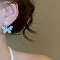 Light Luxury Copper Butterfly Zircon Pearl Stud Earrings For Women Floral Versatile Jewelry view 4