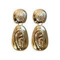 2026 New European Style Alloy Waterdrop Stud Earrings For Women Textured Statement Metal Jewelry view 5