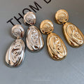 2026 New European Style Alloy Waterdrop Stud Earrings For Women Textured Statement Metal Jewelry view 4