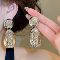 2026 New European Style Alloy Waterdrop Stud Earrings For Women Textured Statement Metal Jewelry view 3