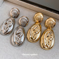 2026 New European Style Alloy Waterdrop Stud Earrings For Women Textured Statement Metal Jewelry view 2