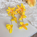 2026 New Yellow Fabric Flower Tassel Drop Earrings For Women Vacation Beach Statement Jewelry view 2