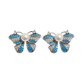 2026 Trendy Blue Butterfly Pearl Copper Stud Earrings For Women Elegant Spring Summer Jewelry view 5