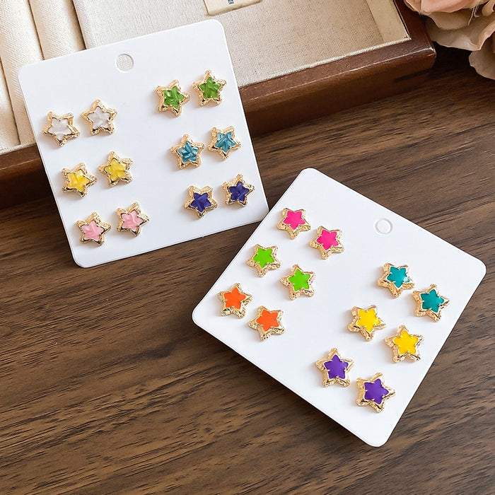 Dopamine Flower Alloy Stud Earrings With Silver Pins, Sweet Cute Versatile Fashion Jewelry