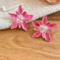 Alloy Enamel Flower Stud Earrings For Women Fresh Sweet Spring Summer Vacation Style view 4