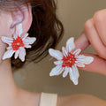 Alloy Enamel Flower Stud Earrings For Women Fresh Sweet Spring Summer Vacation Style view 3