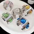 2026 European American Style Iron Metal Rhinestone Square Open Bangle Statement Jewelry For Women view 3