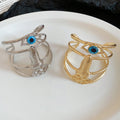 European Retro Evil Eye Multi-Layer Hollow Open Bangle, Light Luxury Alloy Statement Bracelet For Women view 4