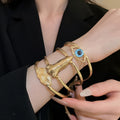 European Retro Evil Eye Multi-Layer Hollow Open Bangle, Light Luxury Alloy Statement Bracelet For Women view 3
