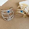 European Retro Evil Eye Multi-Layer Hollow Open Bangle, Light Luxury Alloy Statement Bracelet For Women view 2