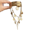 European Style Alloy Arm Bangle With Round Portrait Pendant, Statement Metal Bracelet view 5