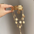 European Style Alloy Arm Bangle With Round Portrait Pendant, Statement Metal Bracelet view 2