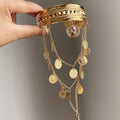 European Style Alloy Arm Bangle With Round Portrait Pendant, Statement Metal Bracelet view 1