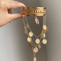 European Style Alloy Arm Bangle With Round Portrait Pendant, Statement Metal Bracelet view 4