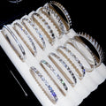 Stainless Steel Sparkling Zircon Round Flower Bangle Light Luxury Evening Jewelry view 1