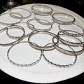 Stainless Steel Sparkling Zircon Round Flower Bangle Light Luxury Evening Jewelry view 3
