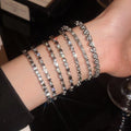 Stainless Steel Sparkling Zircon Round Flower Bangle Light Luxury Evening Jewelry view 2