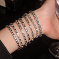 Stainless Steel Sparkling Zircon Round Flower Bangle Light Luxury Evening Jewelry view 4