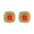 18K Gold Plated Copper Square Zircon Stud Earrings With Silver Posts For Women view 5