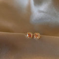 18K Gold Plated Copper Square Zircon Stud Earrings With Silver Posts For Women view 3