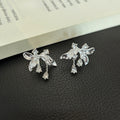 Elegant Rhinestone Crystal Flower Drop Studs Silver Needle Sweet Floral Alloy Statement Earrings view 4